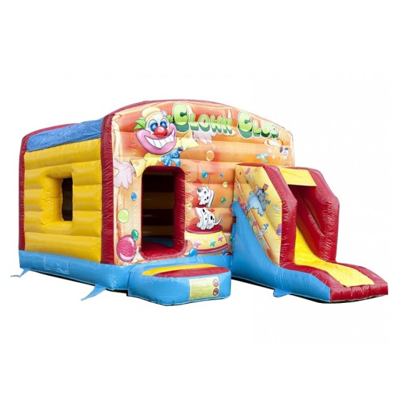 Castello gonfiabile clown con scivolo rosso